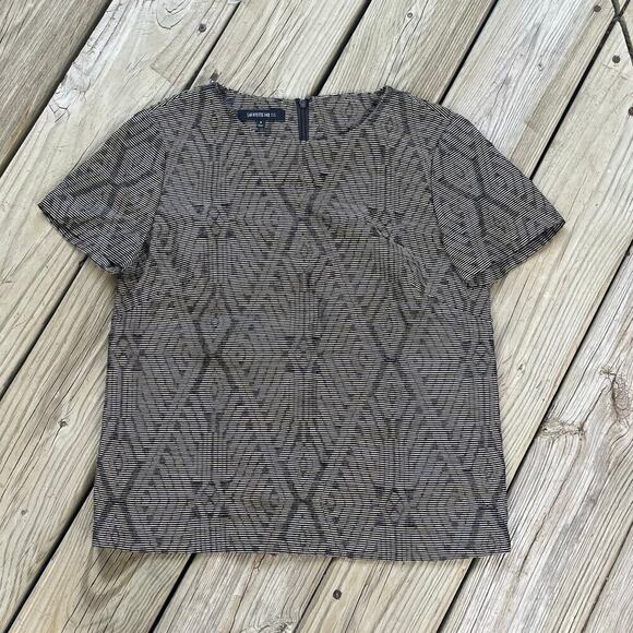 LaFayette 148 Metallic Geometric Print Short Sleeve Top Size 0 - Picture 1 of 8
